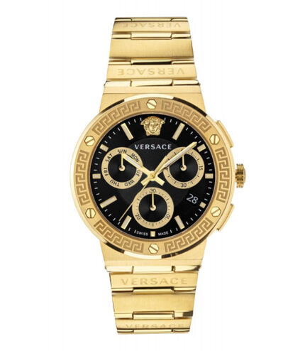 Versace Greca Logo Guld Stål 43mm Herrklocka VEZ900421