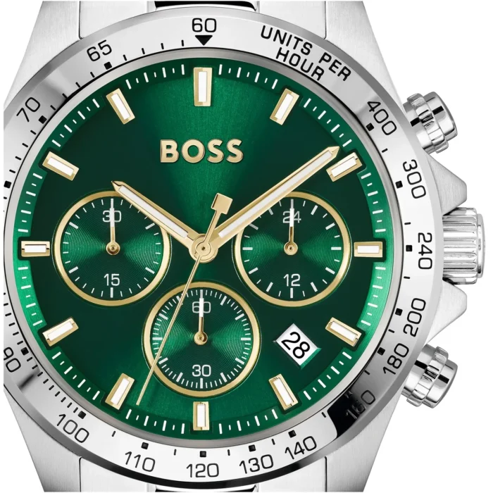Hugo Boss Hero Silver Stål med grön urtavla 44mm Herrklocka 1514217